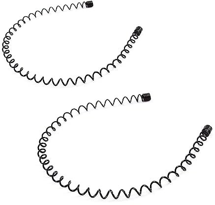 Metall Stirnband Haarband für Männer Frauen - 2 Stück Unisex Schwarz Outdoor Sport Mode Stirnband Haar Reifen Clips, Kleine Feder Elastisch Rutschfest Junge Mädchen Kopfbedeckung