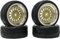 RC Auto Reifen und Räder Set,KINGCOO 4Stück 64mm Gummireifen Kunststoffbeschichtung Rad 12mm Hex für 1/10 RC On-Road Run-Flating Touring Racing Auto (Gold Silber)