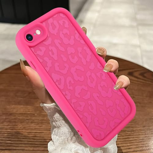 MOWIME Kompatibel mit iPhone 7/8/SE 2020 Hülle, Gepardendruck, stoßfest, weiche TPU-Schutzhülle für Frauen und Mädchen, schlanke Anti-Kratz-Leoparden-Hülle für iPhone 7/8/SE 2020 4,7 Zoll, Hot Pink