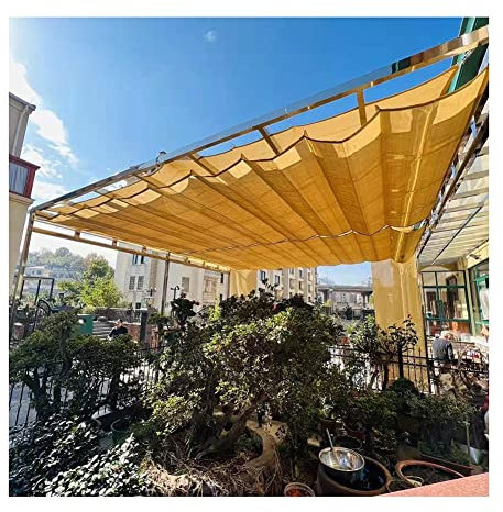 OHaGin Tettoia per pergola Retrattile per Esterni, Tenda da Sole ondulata, Tenda a Vela, Filo Scorrevole (Senza Asta di Supporto), pensilina per Patio per Portico da Giardino, Traliccio D'uva (Colo