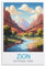 LICHNWW Zion National Park Vintage-Reiseposter, 20 x 30 cm, Leinwanddruck für Wohnzimmer, Schlafzimmer, Wohnheim, Zuhause, Büro, Wanddekoration