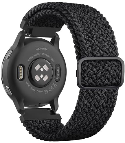 Oumida Geflochtenes Armband für Garmin Venu Sq/Venu Sq 2/ Venu Sq 2 Music/Venu 2 Plus, Garmin Vivoactive 5/ Vivoactive 3 Music, Forerunner 55 Armbänder, 20mm Elastisches Nylon Ersatzarmband