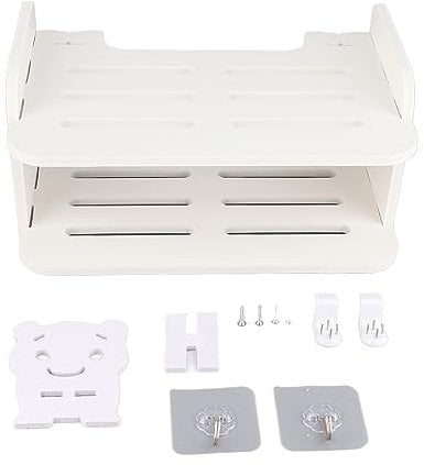 White Under Floating Shelf,Wall Hanging Shelf Storage Rack No Punch Storage Rack Round Corner Rack Floating Shelf for TV Components