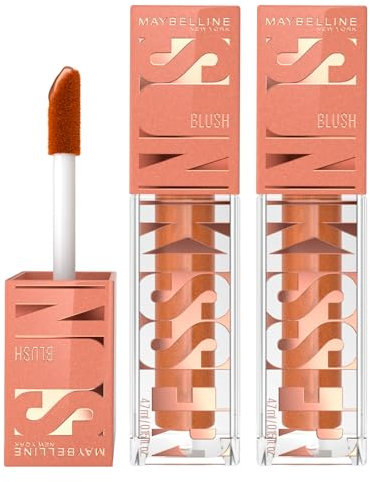 Maybelline New York Sunkisser Flüssiges Blush, pigmentiert, leicht zu verblassen, leuchtende Haut Wangenrouge, gebräunt, natürlicher Effekt, Farbe 11 Electric Bronze – 2 Stück à 4,7 ml
