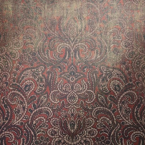 Galerie Adonea Ruby Red Aphrodite Damask Glass Beads 3D Embossed Wallpaper Roll