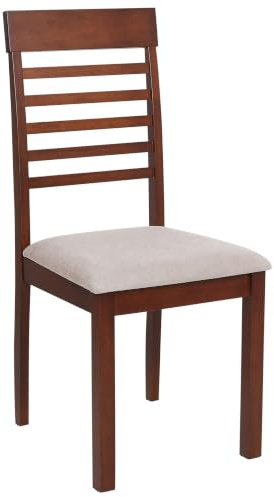Beliani Esszimmerstuhl 2er Set Holz Dunkelbraun Sitzpolster beige Taupe Streben Ortley