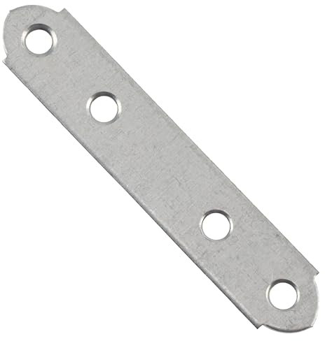 AERZETIX - C76189 - Lot de 10 Pattes d'assemblage plates 80x16x1.5 mm à 4 trous - support fixation réparation - en acier zingué - raccord pour meuble