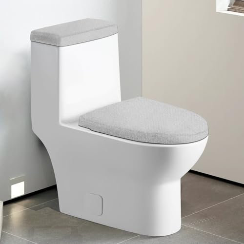 Toilet Tank Lid Cover, Stretch Velvet Toilet Lid Seat Cover Set, Elastic Toilet Tank Cover Set Wear Resistant Toilet Lid Cover and Toilet Tank Lid Cover Machine Wash for Bathroom Home (White)
