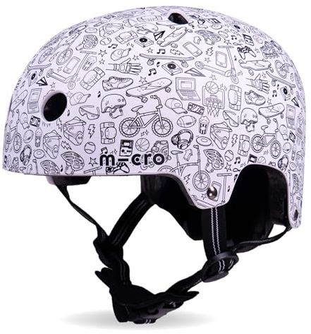 Micro Scooters | Bike/Scooter Printed Deluxe Children's Helmet | Cycling Accessories | Adjustable Headwear | Boys & Girls | 48-54cm | Doodle Print