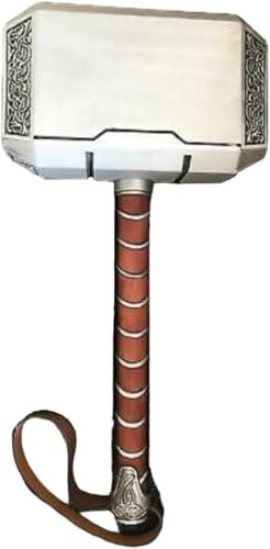 Metal Engraved Heavy Thor Hammer Costume Accessories for Props Cosplay Halloween Party Decor Collectible Gift