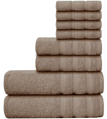Casabella Luxury 100% Egyptian Cotton Towel Bale - 8 Pieces - 550 Gsm Xlarge Sizes_Beige_8 Pieces Set