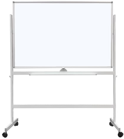Mobiles Whiteboard, mobiles Whiteboard, groß, höhenverstellbar, um 360° drehbar, doppelseitig, trocken abwischbar, magnetisch, Whiteboard auf Rädern, tragbare Staffelei mit Ständer, mobiles Whiteboard