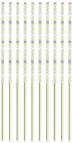 HUAZIZ 10 Stücke 200 mm VorDrahtete Streifen, 2835 SMD LED, 12-18V LED Streifen, Modellbau Led Beleuchtung, Gelb