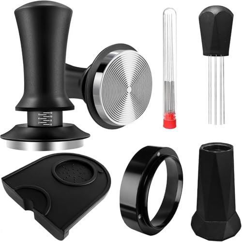 Coffee Tamper Set 53mm Espresso Accessories Kit with Wdt Tool Dosing Funnel and Tamper Mat for Barista Home Coffee Espresso Accessories Cafes and Coffee Lovers