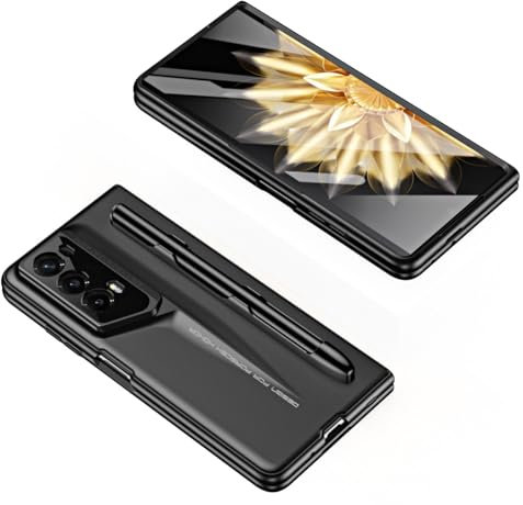 Étui portefeuille pour téléphone Coque tendance compatible avec Huawei Honor V2, avec stylet intégré et protecteur d'écran intégré, coque de protection ultra fine en PC rigide, anti-rayures et anticho