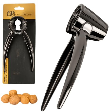 KARL HAUSMANN Nussknacker Edelstahl Schwarz - Ergonomischer Nussöffner für Walnüsse & Haselnüsse - Nußknacker/Haselnuss Knacker für Alle Arten von Nüssen - Robuste Verarbeitung