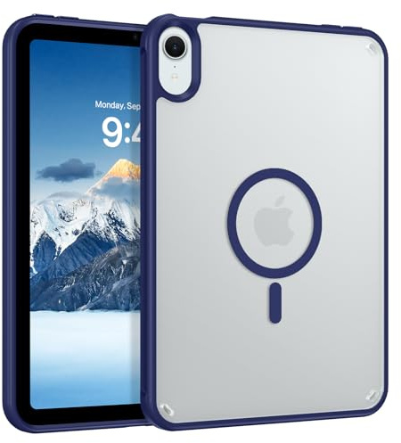 Telaso for iPad mini 7 A17 Pro 2024/iPad Mini 6 2021 8.3 Inch iPad mini 7th/6th Gen Magnetic Case, Translucent Matte Back Soft TPU Bumper Military Grade Case for iPad mini 7/Mini 6, Navy Blue