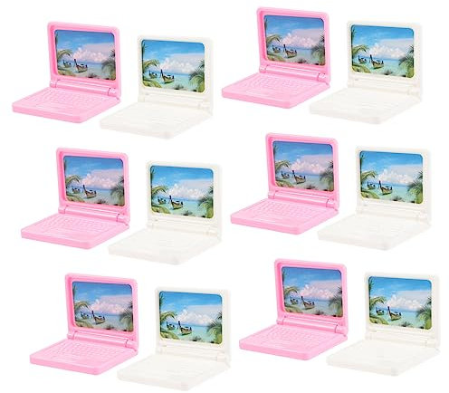 VICASKY 12pcs Miniature Plastic Laptops Computer Toys for Boy Girl Mini Props Decorative Accessories for Boys and Girls Rooms