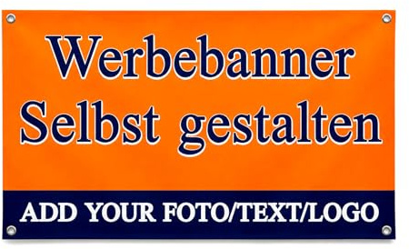 Banner Personalisiert, Werbebanner mit Text/Logo/Foto, Selbst gestalten mit Text & Bild, Individuelles Banner, für Innen & Außen, für Werbung, Anzeigen, Geburtstag, Events (120 * 180cm)