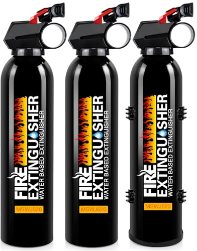 Fire Extinguishers with Mount Bracket - 3 Pack Small Portable Fire Extinguisher for Home, Kitchen, Car, Boat, RV, Vehicle - 620ml Water-Based Fire Extinguisher for Class A, B, C, K Fire