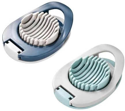 Homiladi 2Pcs Egg Slicer for Boiled Eggs | Multifunctional Egg Cutter with Sharp Wires for Evenly Slicing Eggs, Strawberry, Ham, Banana & More (Grayish Blue and Grayish Green