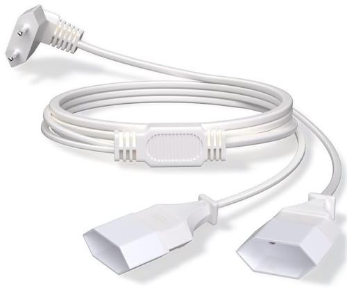 Cavo di alimentazione 2 m, Prolunga Spina Europea 2 in 1, Spina Europea a 90 Gradi,250 V/2,5 A, per Computer, TV, PC, Monitor-bianco