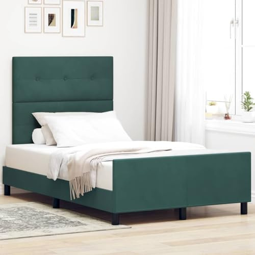 sephironlbb Boxspringbett mit verstellbarem Kopfteil, dunkelgrün, 120x190 cm, Samtbezug, Stabiler Holzrahmen, modernes Design für Schlafzimmer, Queensize-Bettgestell