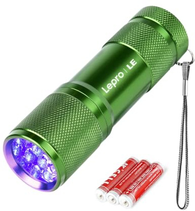 Lepro Linterna Ultravioleta 395nm con 9 LED, 3 AAA Pilas Incluidas, Verde