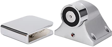 Fyearfly Butée de porte électromagnétique en alliage de zinc DC 24 V 500 N avec ventouse, loquet de libération magnétique pour fermeture automatique de porte coupe-feu, montage au sol robuste, support