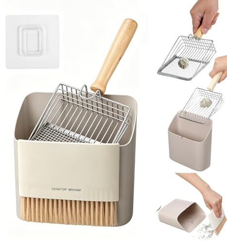 PANYI 3 Piezas Pala para Arenero Gatos con Caja de Almacenamiento | Pala Metálica Para Arena Para Gatos Pala Paragatos de Acero Inoxidable Mango Ergonómico Apto para Todo Tipo de Areneros
