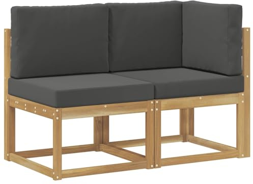 vidaXL Outdoor Mittel- und Ecksofa 2 Stück Weiß Massivholz Akazie