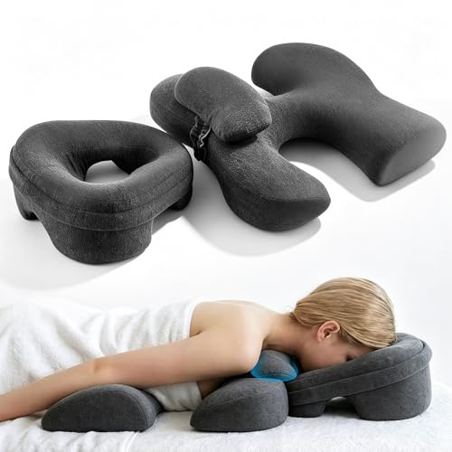 VeftBltrem Massage Kopfstütze für Bett Set 3-teilig, T-Brustkissen, Gesichtskissen mit Massagekissen Kopf Loch & Nackenkissen, Ergonomische Bauchlage-Stütze für SPA, Massageliege & Zuhause
