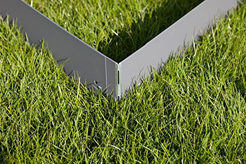 Ecke für Rasenkante Metall - Passend zu unseren 120cm langen Rasenkanten - 4er Set Ecke für Beeteinfassung Metall - Höhe 13,5 cm - Ideal für Garten Beeteinfassung & Wegbegrenzung - Feuerverzinkt, grau