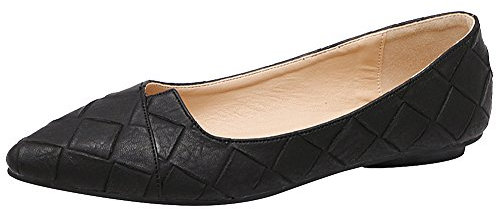 Jamron Damen Spitze Ballerinas Leicht Flatche Pumps Schwarz SN02711 EU41.5
