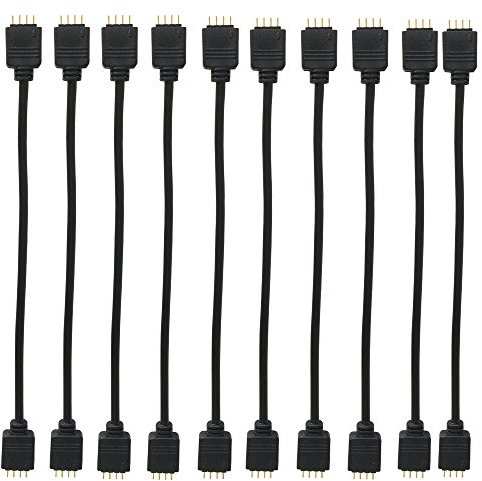 10pcs pack 0.3m/0.98ft schwarz LED RGB-Strip 4 pin, LED Verlängerungskabel LED Streifen Verbinder Verlängerung Anschluss Verteiler Kabel für 4 polig RGB 5050 3528 2835 LED Streifen Licht