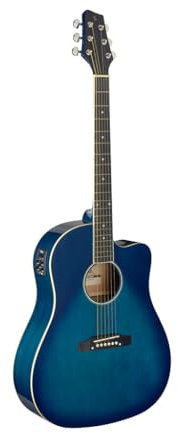 Stagg Cutaway Dreadnought-Gitarre mit abgeschrägten Schultern, Transparent/Blau