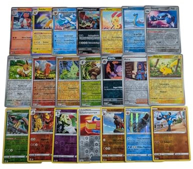 Y-Magic! 20 Originale Deutsche Pokemon Karten alle Glitzer Holo/Reverse Holo gemischt! mit Y-Magic Grußkarte