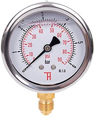 THERMIS Manometer 304G 1/4 Anschluss von unten (0 – 6 bar) 63 mm