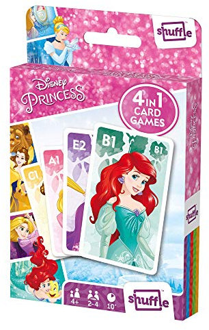 Shuffle Prinzessinnen-Kartenspiele für Kinder – 4-in-1-Snap, Paare, glückliche Familien und Action-Spiel, Spielanleitung enthalten, ab 4 Jahren, Mehrfarbig
