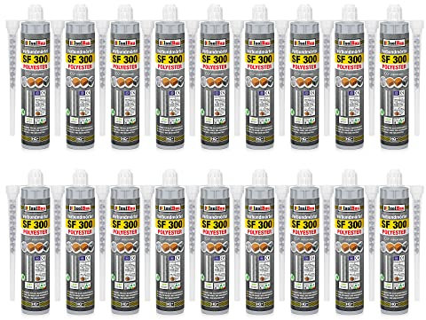 Isolbau SF 300 Injektionsmörtel 18 x 300 ml Montagemörtel, 36x Statikmischer - Verbundmörtel für Beton, Mauerwerk, Holz & Stahl