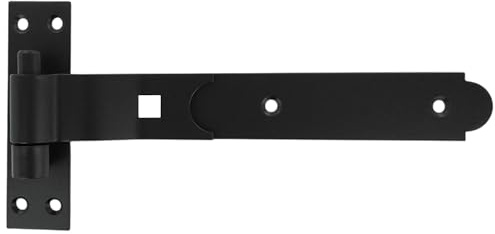Merriway BH07124 Gate Hinge Heavy Duty Hook and Band Cranked Necked Black Epoxy 300mm (12 Inch)