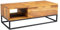 Wohnling Couchtisch Sheesham Massivholz 110x40x50 cm Sofatisch mit Metallbeinen, Wohnzimmertisch Tischplatte aufklappbar, Holztisch Tisch Industrial Design