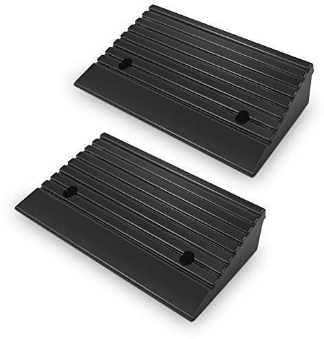 2Pcs Rampes d'Accès en Caoutchouc, Rampes de Seuil en Caoutchouc Rampes de Bordure pour Universelle de Porte Parking pour Fauteuil Roulant Voitures Camions Motos 48,7 x 24 x 10 cm