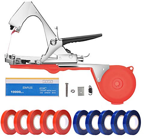 MoPei Maquina Atadora de Tomates, Herramienta de Cinta de Jardín para Viñedo Pepino UVA Fruta Flores Vegetales, Rosa