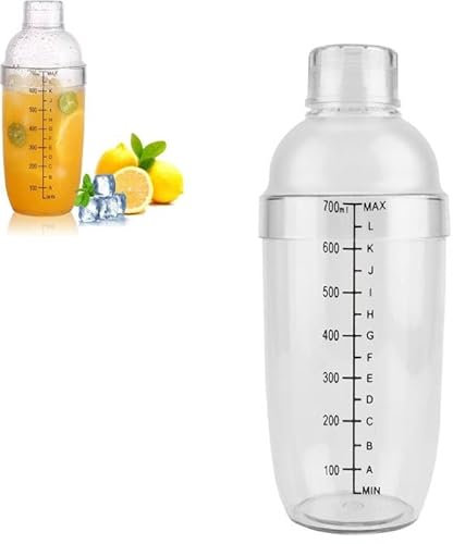Shaker à cocktail en résine, Mélangeur à Cocktail en résine PC Transparent Anti fuite avec outil de barre d'échelle Pour Les Amateurs De Cocktail À La Maison De Bar À Thé Au Lait(700ml)