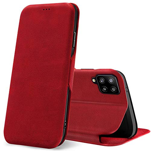 CoolGadget Klapphülle für Samsung Galaxy A42 5G, PU Leder, Kartenfach, Magnetverschluss, Standfunktion, Rundumschutz - Rot