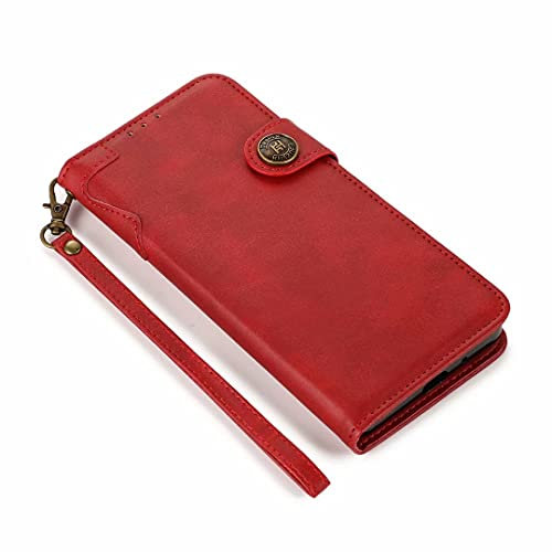 COQUE Pour Redmi Note 8 2021, étui en Cuir TPU Souple et Durable lanière Hybride Vache Texture étui à Rabat Pour Redmi Note 8 2021-rouge