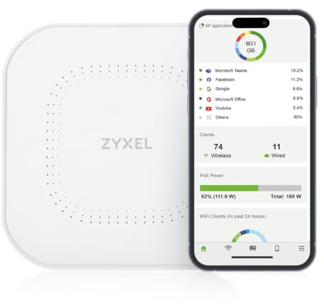 Zyxel WiFi 6 AX1800 Wireless Access Point | Mesh, MU-MIMO | WPA3-PSK Security | Cloud, App or Direct Management | PoE+ or AC Powered, Adapter Included | TAA Compliant [NWA50AX]