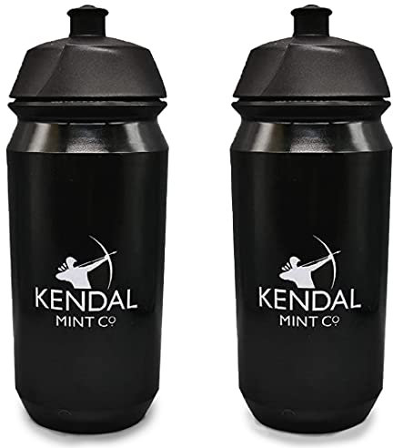 Kendal Mint Co. KMC Bio Drinks Bottle/Bidon for Cycling 500ml | 100& Biodegradable | Easy Squeeze | Leak Proof Locking Cap (Black (Pack Of 2))