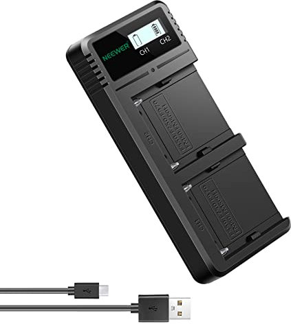 Neewer Dual USB Charger Compatible with Sony NP-F970 NP-F960 NP-F950 NP-F930 NP-F770 NP-F750 NP-F570 NP-F550 Camera Battery, Fast Battery Charger with LCD Display,Versatile Charging Options
